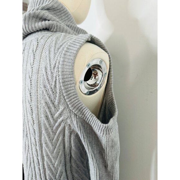NWOT Bellini Gray L Cold Shoulder Knit Tunic Sweater Dress Turtleneck - Picture 13 of 14